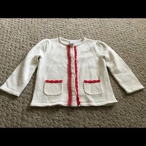 GYMBOREE 12-18 MONTH CREME RED CARDIGAN SWEATER EUC BUTTON UP GIRLS